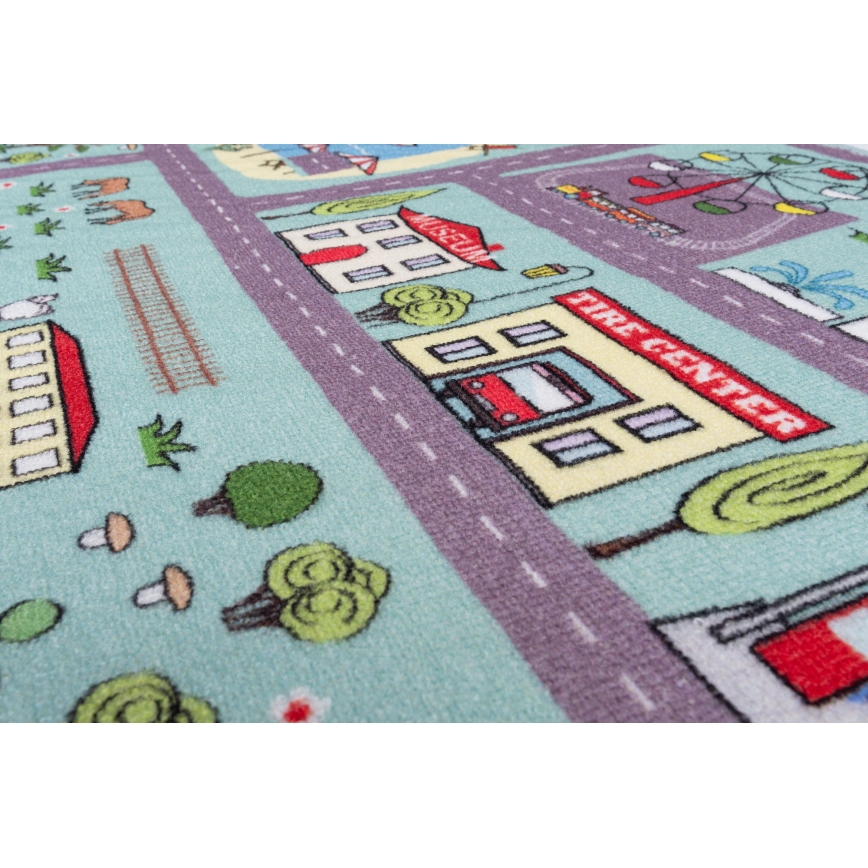 Детски килим STELLA STREETS 120x170 см тюркоаз/град