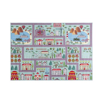 Детски килим STELLA STREETS 80x100 см тюркоаз/град