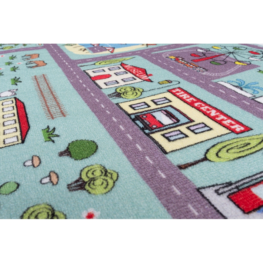Детски килим STELLA STREETS 80x100 см тюркоаз/град