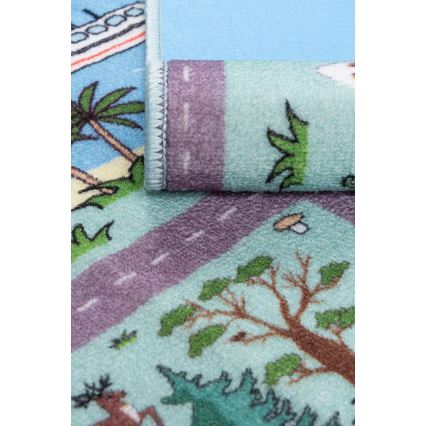 Детски килим STELLA STREETS 80x100 см тюркоаз/град