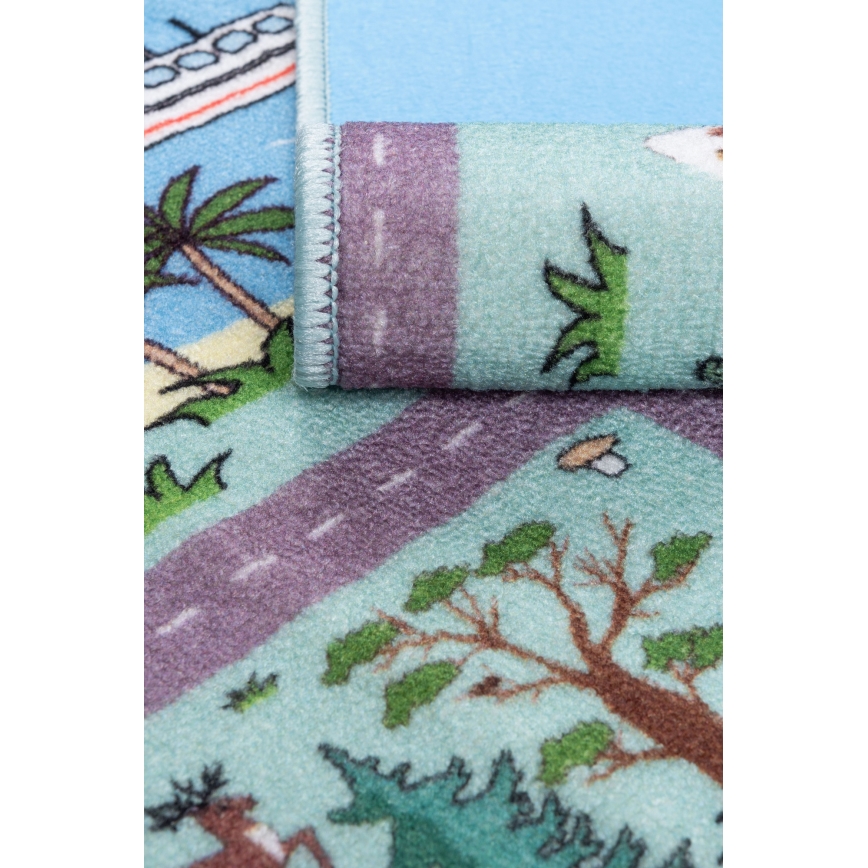 Детски килим STELLA STREETS 80x100 см тюркоаз/град