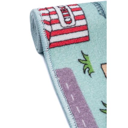 Детски килим STELLA STREETS 80x100 см тюркоаз/град