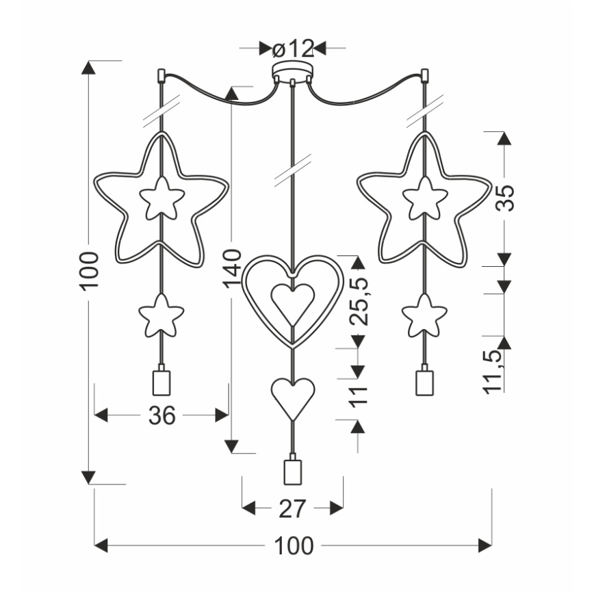 Детският полилей на кабел TRIO 3xE27/20W/230V синьо/розово/жълто