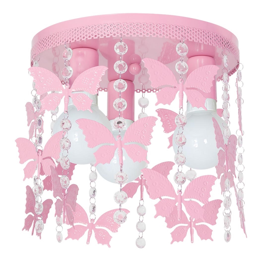 Детско осветление за таван ELZA butterflies 3xE27/60W/230V розов