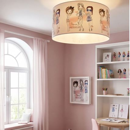 Детско таванно осветително тяло GIRLS VIBES 1xE27/60W/230V, Ø 40 см, за момичета