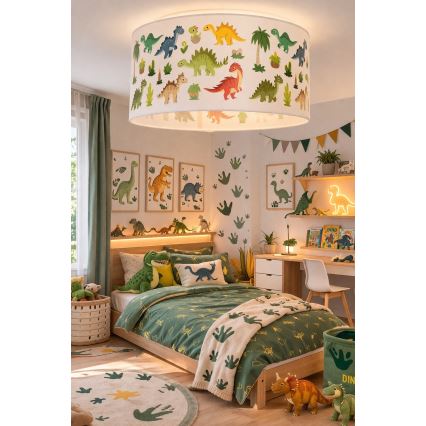 Детско таванно осветително тяло KIDS ROOM 1xE27/60W/230V Ø 40 см с мотив динозавър