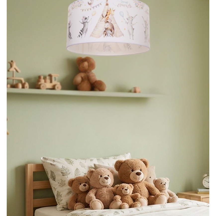 Детско таванно осветително тяло KIDS ROOM 1xE27/60W/230V Ø 40 см с животински мотив