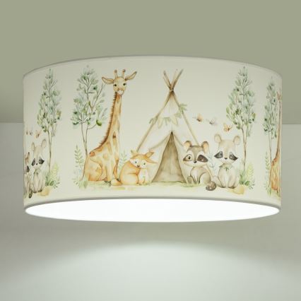 Детско таванно осветително тяло KIDS ROOM 1xE27/60W/230V Ø 40 см с животински мотиви
