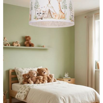Детско таванно осветително тяло KIDS ROOM 1xE27/60W/230V Ø 40 см с животински мотиви