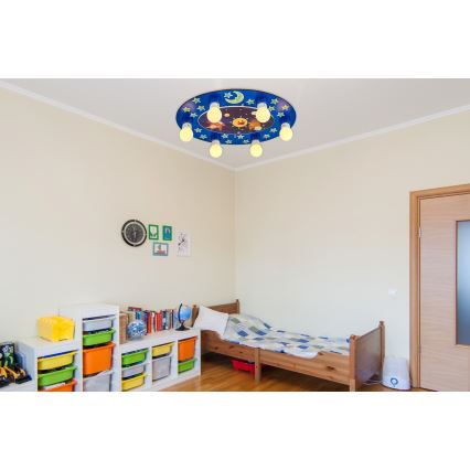 Детско таванно осветително тяло LUCCA, 6xE27/24W/230V, синьо