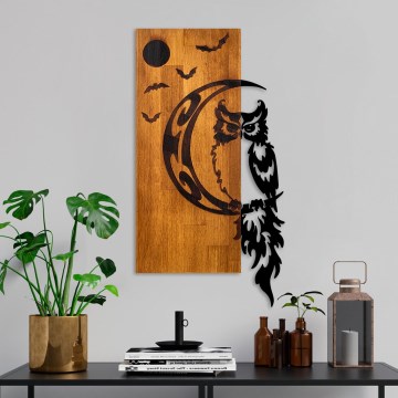Декорация за стена 36x66 cm бухал дърво/метал