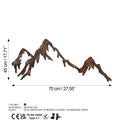 Декорация за стена 45x70 см планини метал