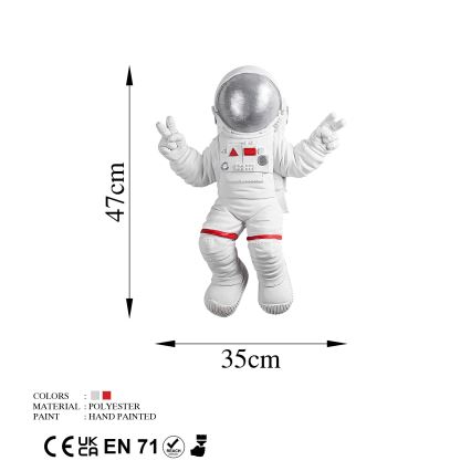 Декорация за стена 47x35 см астронавт сребрист