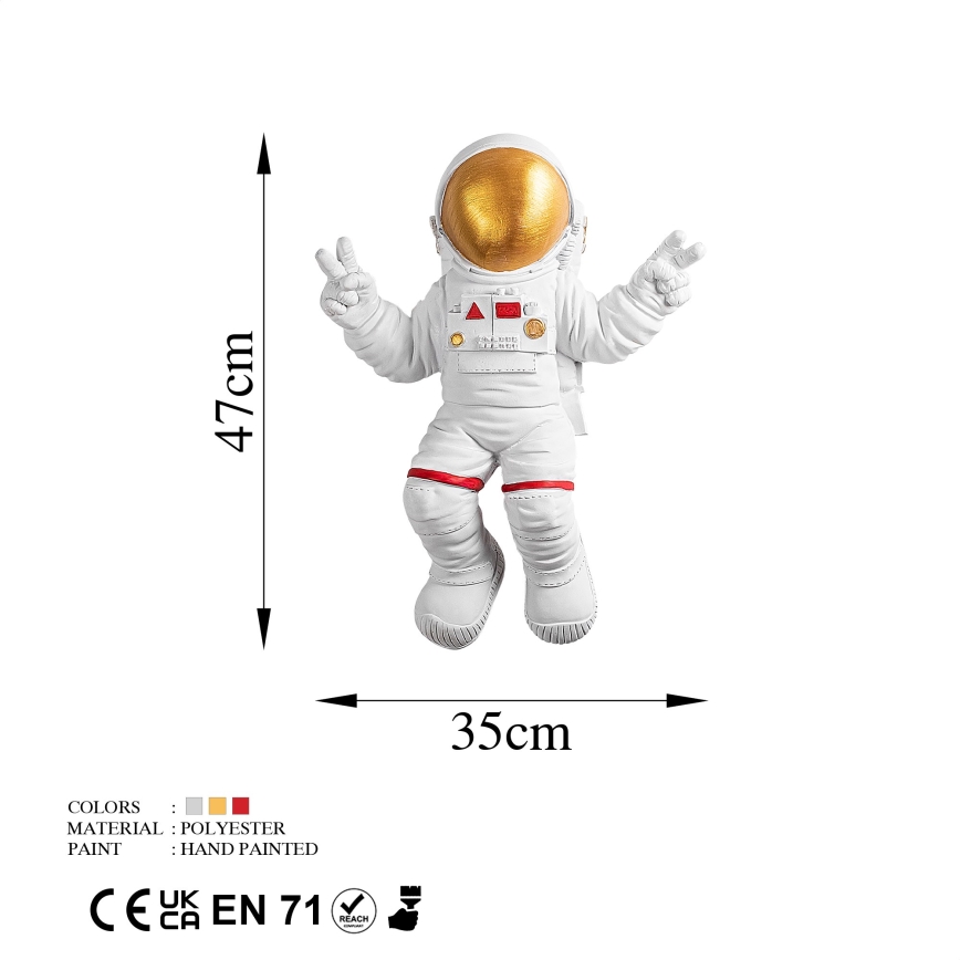 Декорация за стена 47x35 см астронавт златист