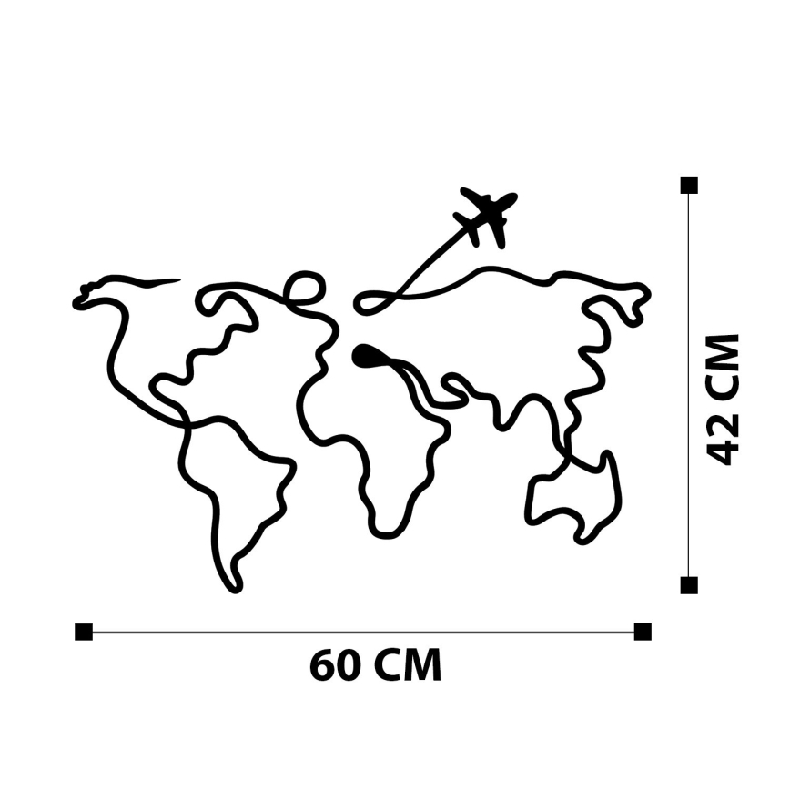 Декорация за стена 60x42 см карта метал