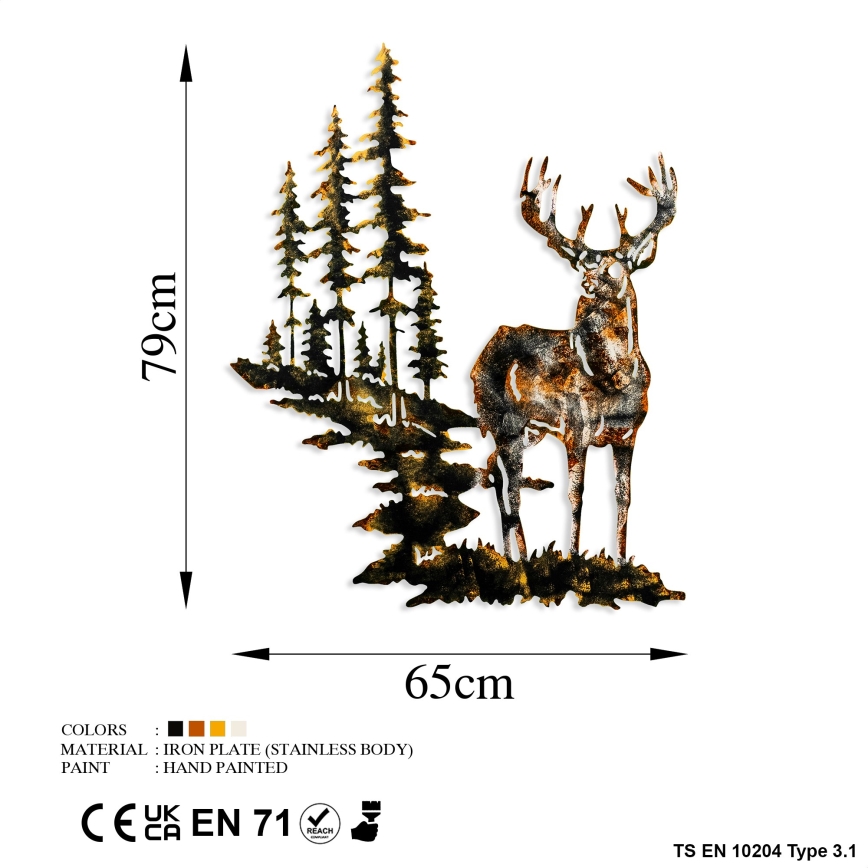 Декорация за стена 65x79 см елен метал