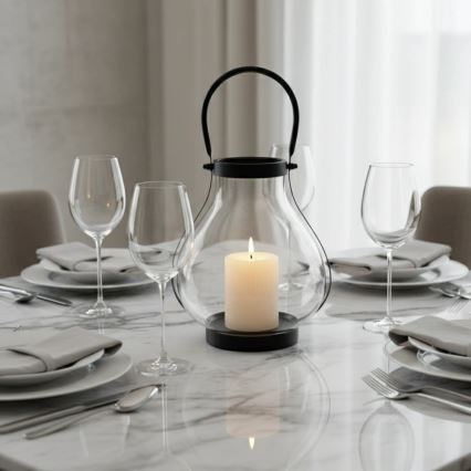 Декоративен фенер GLASSY 25 см, черен
