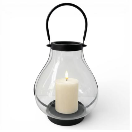 Декоративен фенер GLASSY 25 см, черен