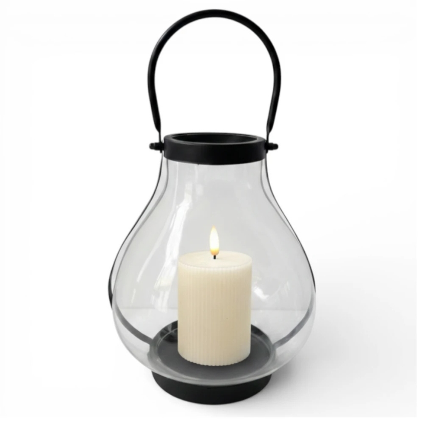 Декоративен фенер GLASSY 25 см, черен