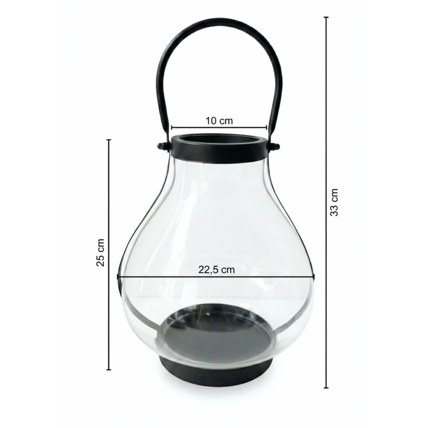 Декоративен фенер GLASSY 25 см, черен