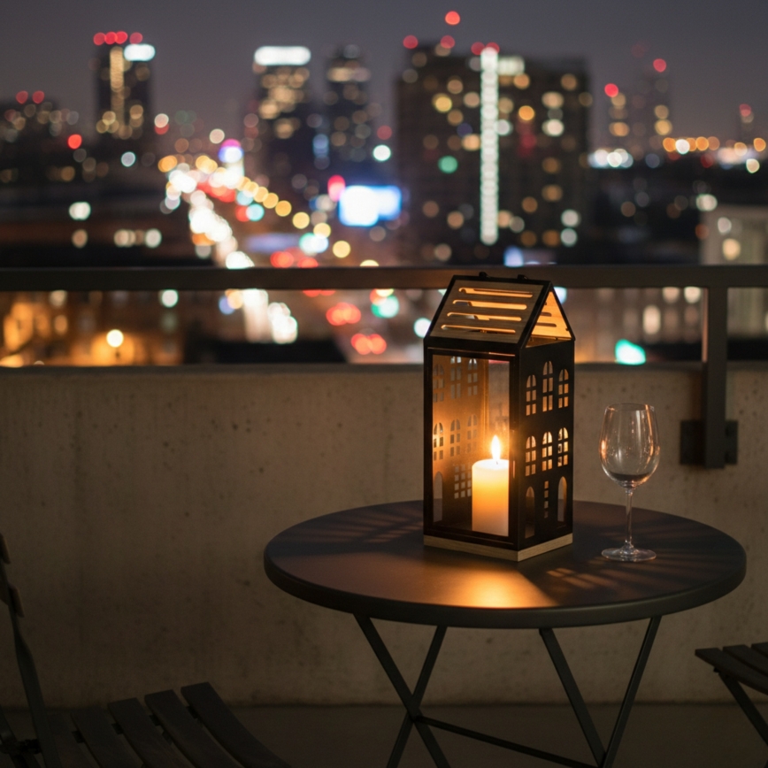 Декоративен фенер HOME 47,5 см черен/бежов