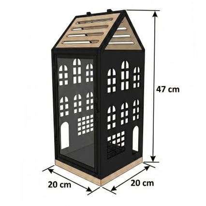 Декоративен фенер HOME 47,5 см черен/бежов