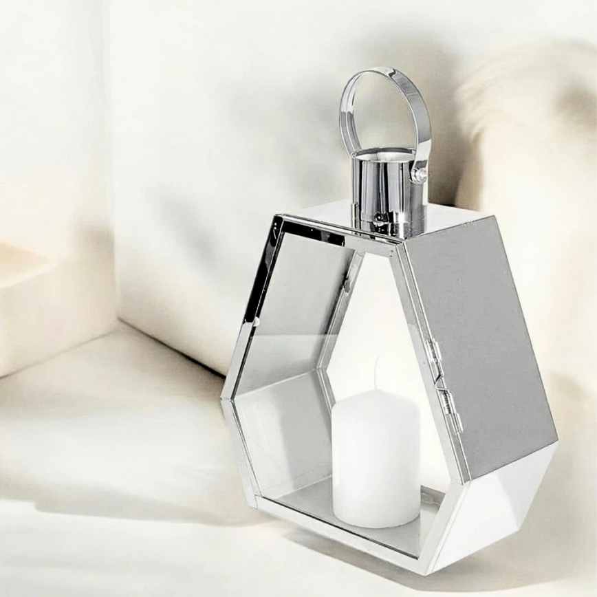 Декоративен фенер PALACE, 34 см, лъскав хром