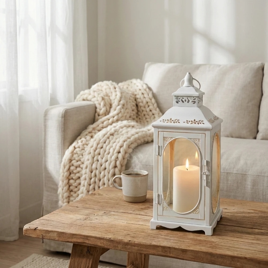 Декоративен фенер ROSEHILL, 40 см, бял