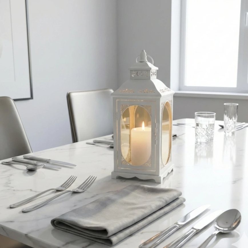 Декоративен фенер ROSEHILL, 40 см, бял