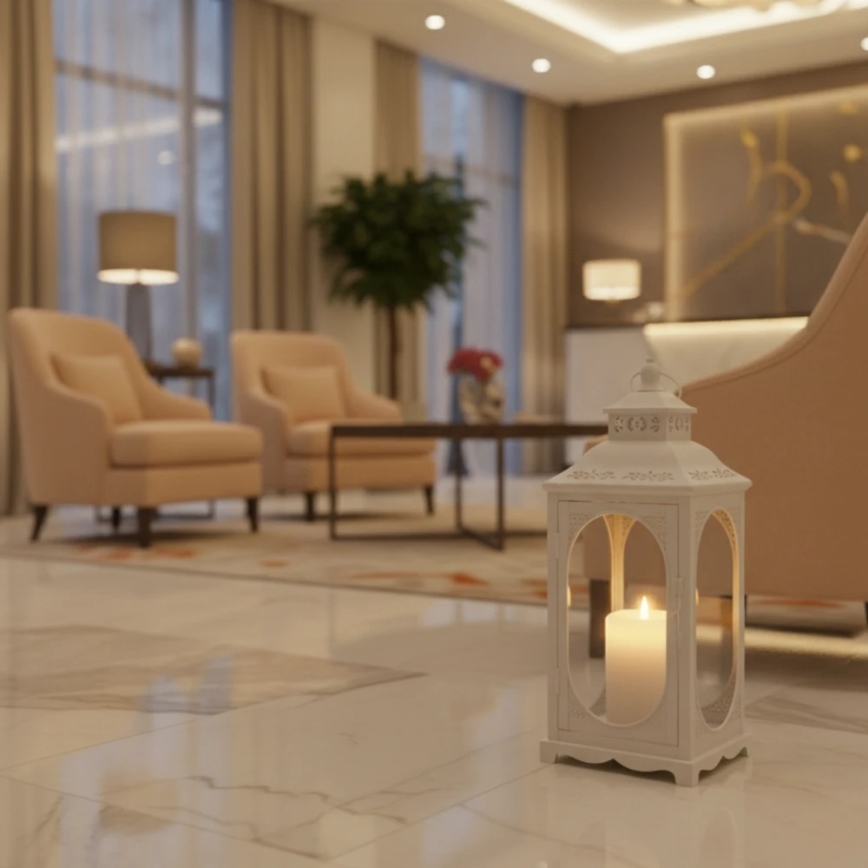 Декоративен фенер ROSEHILL 54,5 см бял