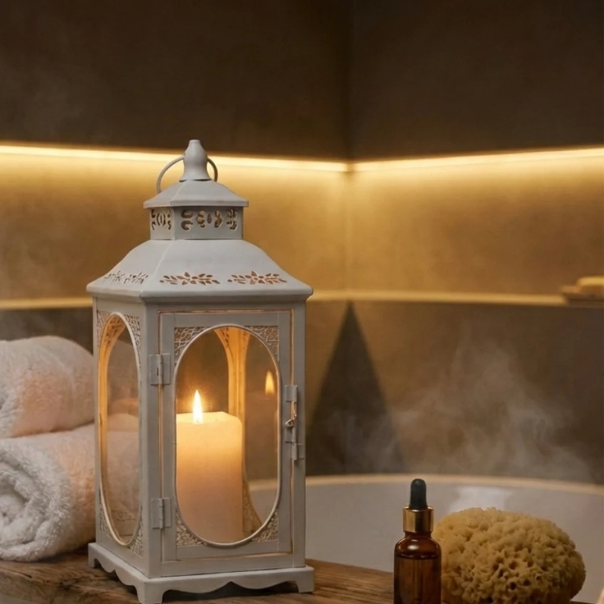 Декоративен фенер ROSEHILL 54,5 см бял