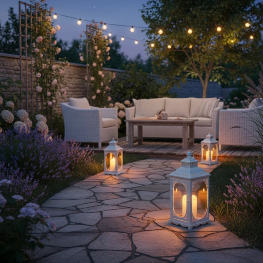 Декоративен фенер ROSEHILL 54,5 см бял