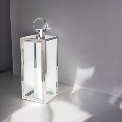 Декоративен фенер TOWER 29 см лъскав хром