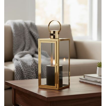 Декоративен фенер TOWER 29 см златист