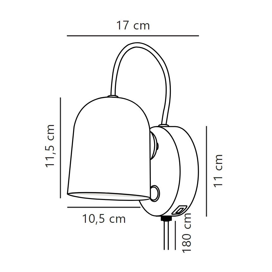 DFTP от Nordlux - Стенно насочващо осветително тяло с USB порт ANGLE 1xGU10/25W/230V бяло