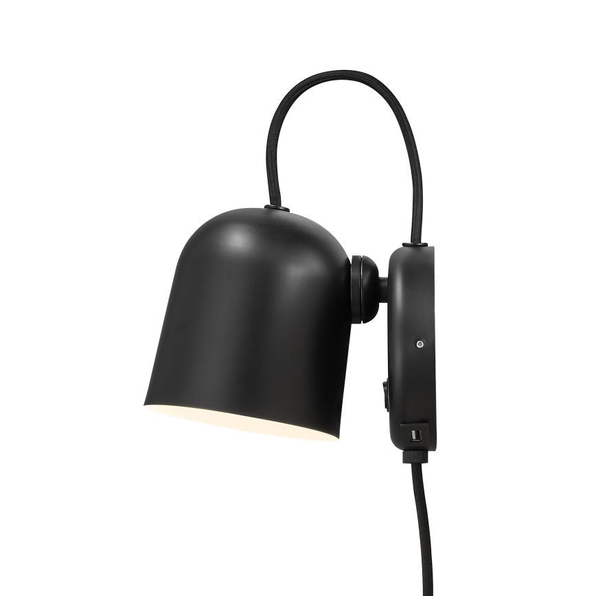 DFTP by Nordlux - Спот аплик с USB port ANGLE 1xGU10/25W/230V черен
