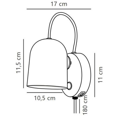DFTP by Nordlux - Спот аплик с USB port ANGLE 1xGU10/25W/230V черен