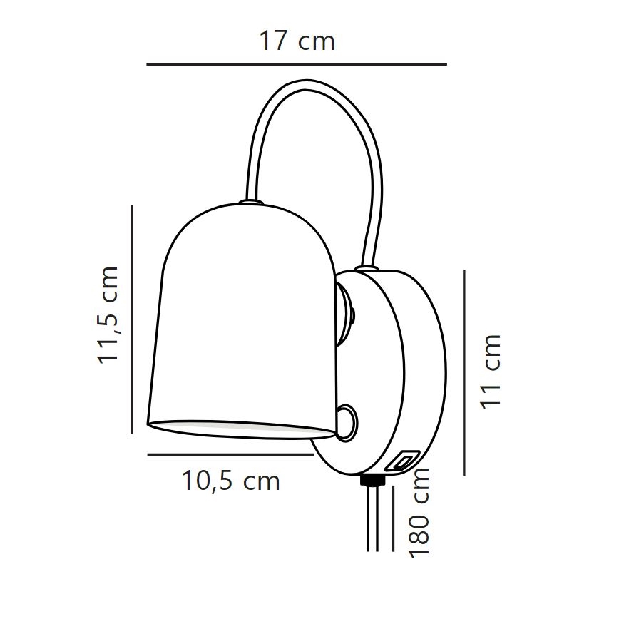 DFTP by Nordlux - Спот аплик с USB port ANGLE 1xGU10/25W/230V черен