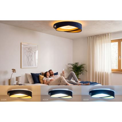 Димируемо LED таванно осветително тяло SMART GALAXY MODERN LED/24W/230V 3000-6500K Ø 55 см, синьо/златисто + дистанционно управление
