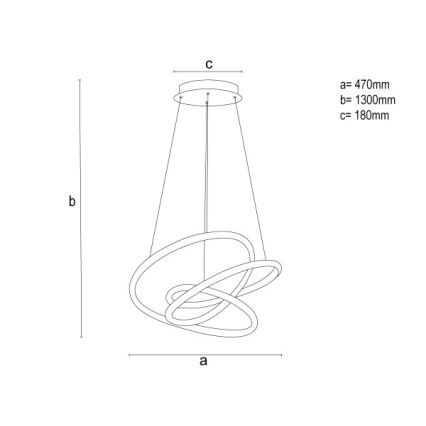 LED полилей с възможност за димиране, на кабел, LED/90W/230V 3000-6500K, диаметър 47 см + дистанционно управление