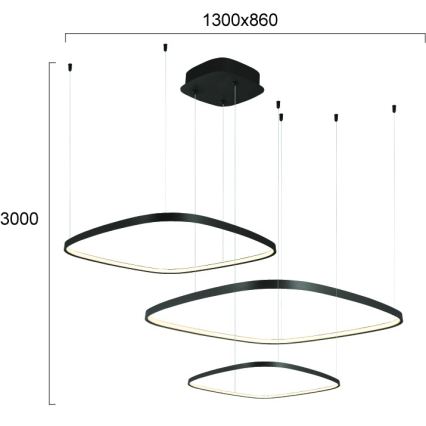 Димируем LED полилей на кабел LORENZO LED/70W/230V 3000/4000/6000K черен + дистанционно управление