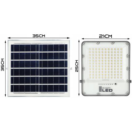 LED Димируем соларен прожектор LED/150W/3,2V 5000K 15000 mAh IP65 черен + дистанционно управление