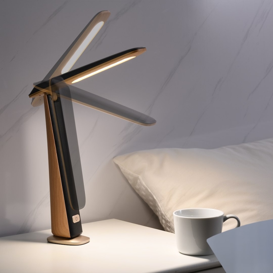 LED димируема акумулаторна настолна лампа TOP LED/4W/5V 1800 mAh 3000/4000/5000K кафява/черна