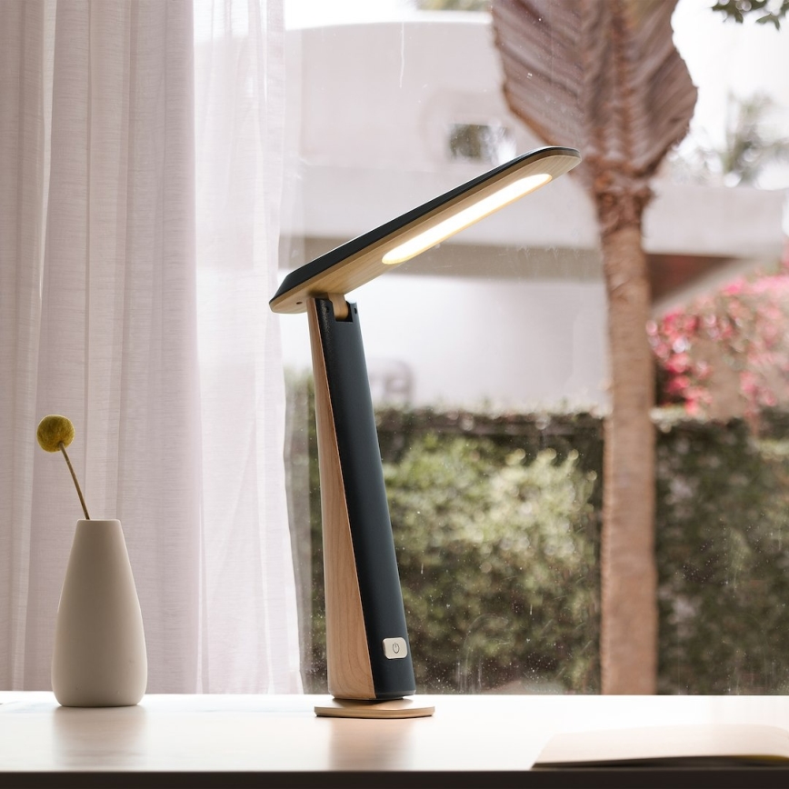 LED димируема акумулаторна настолна лампа TOP LED/4W/5V 1800 mAh 3000/4000/5000K кафява/черна