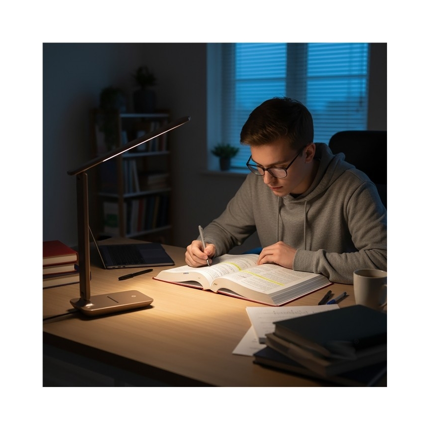 Димируема LED настолна лампа NOBLITE N LED/7W/230V 3000/4000/6500K, кафява