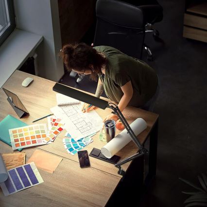 LED димируема сензорна гъвкава настолна лампа с клипса LED/10W/5/230V 3000/4000/6000K черна