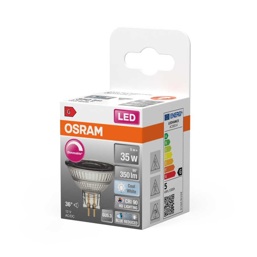 Димируема LED рефлекторна крушка MR16 GU5,3/5W/12V 4000K 36° CRI 90 - Osram
