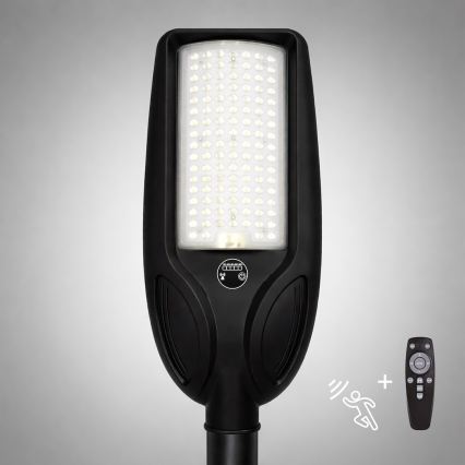 LED димируема соларна улична лампа със сензор VENICE LED/100W/3,2V 6000 mAh IP65 черна + дистанционно управление