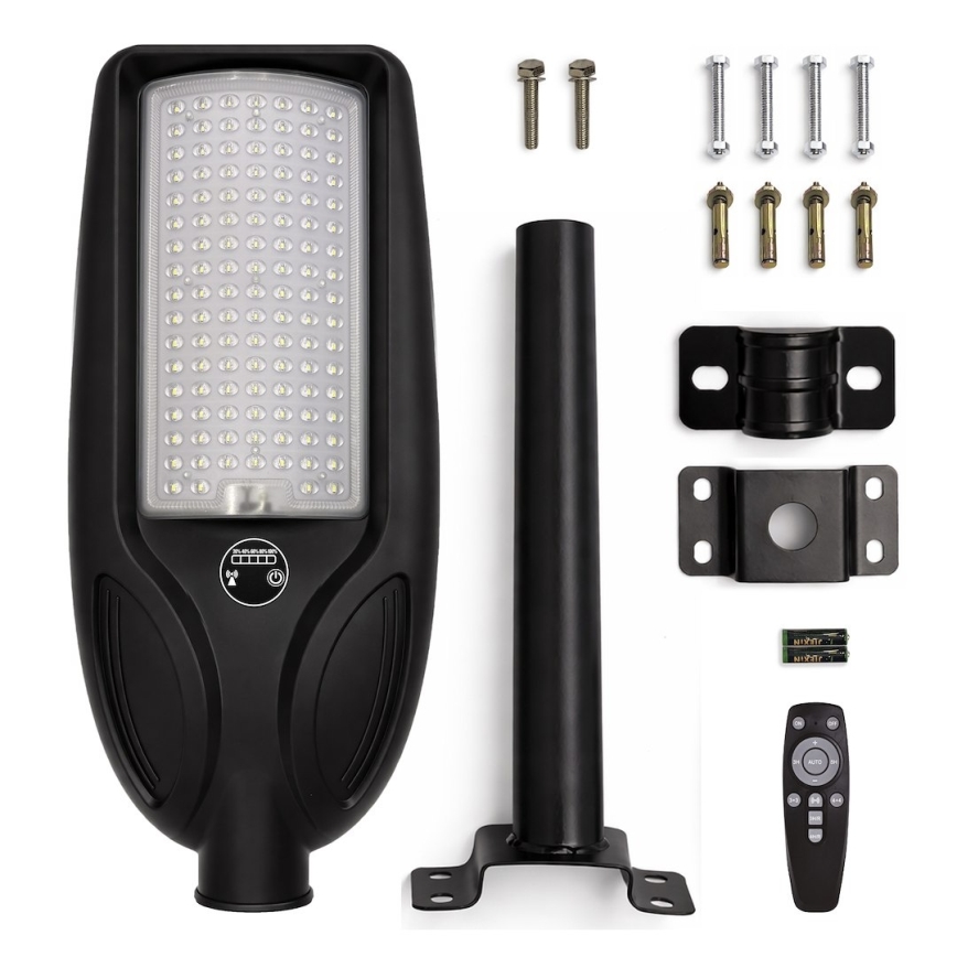 LED димируема соларна улична лампа със сензор VENICE LED/100W/3,2V 6000 mAh IP65 черна + дистанционно управление