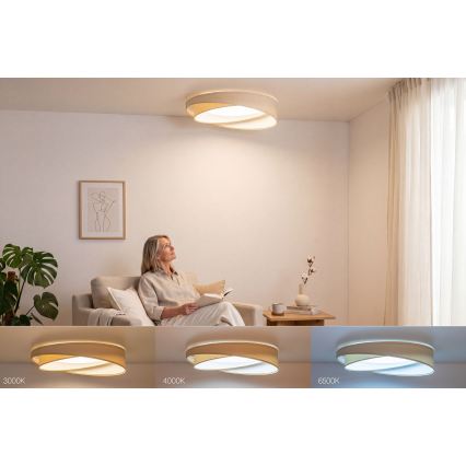 LED Димируемо таванно осветително тяло SMART GALAXY MODERN LED/24W/230V 3000-6500K Ø 55 cm кремаво/бяло + дистанционно управление